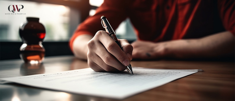 Image of a person drafting a will